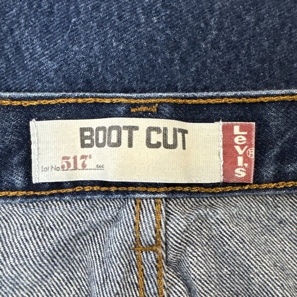 VTG Levis 517 Jeans Mens 42x32 Blue Boot Cut Slim Fit High Rise Dark Wash Denim - Picture 4 of 12